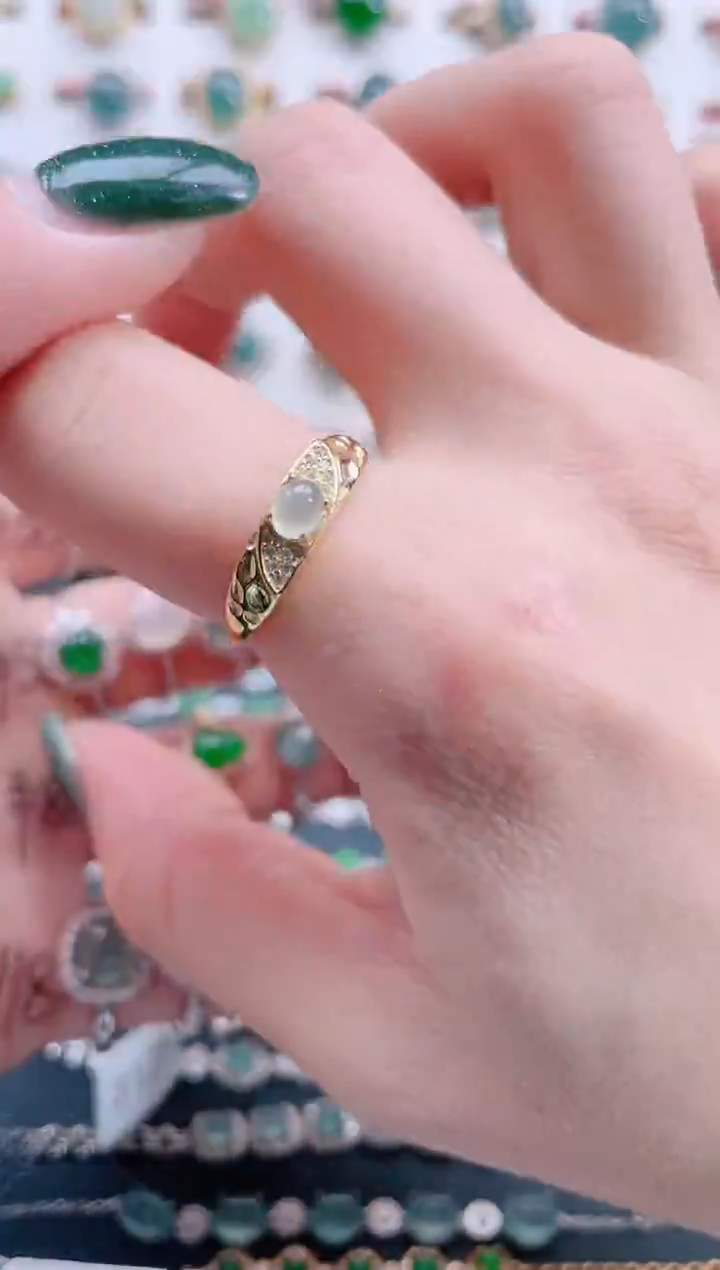 银S925镶嵌戒指翡翠天然翡翠