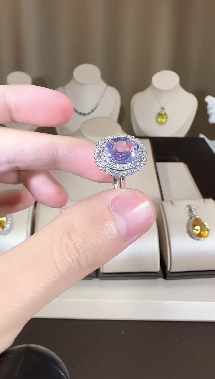 【闪购商品】紫晶戒指银S925镶嵌10*8mm薰衣草