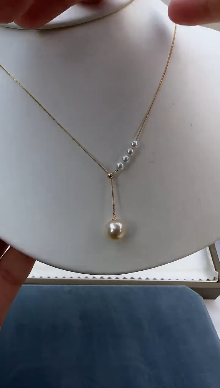 【闪购商品】海水珍珠颈饰18K金镶嵌羽皇金