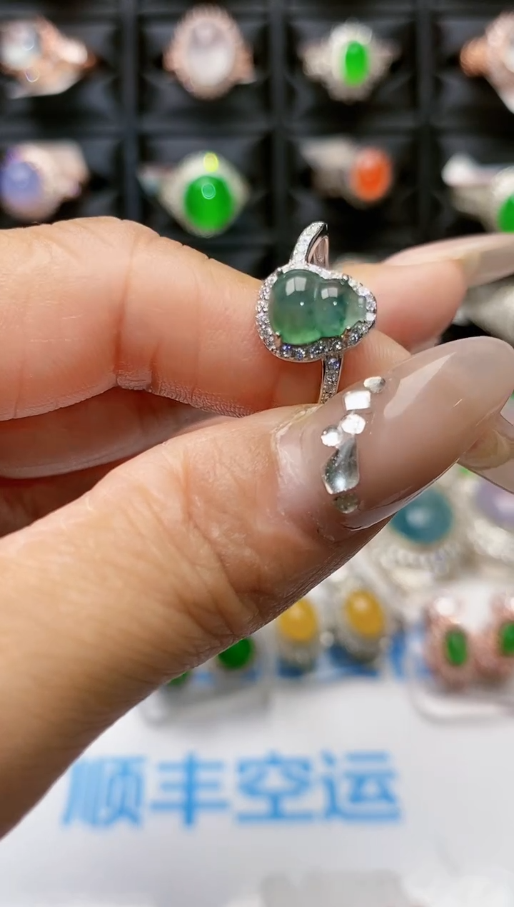 【闪购商品】翡翠戒指银S925镶嵌9125