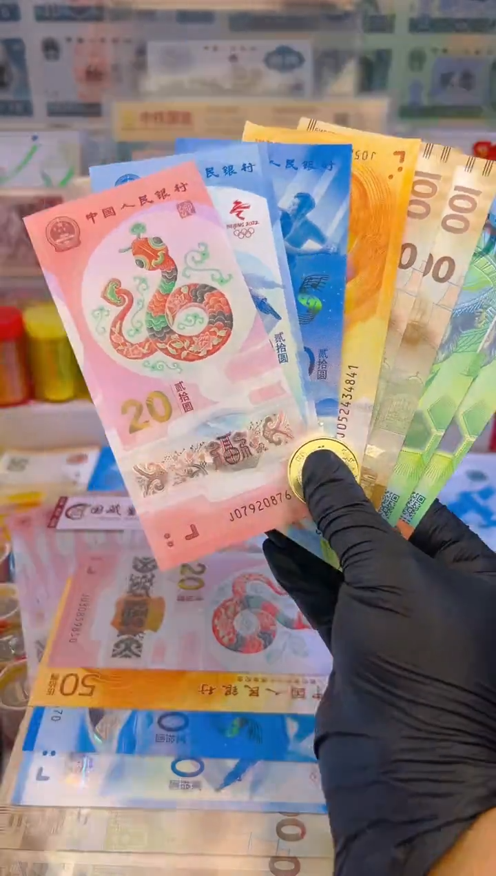 【闪购商品】其他普通金属福蛇献瑞纪念八钞一币合集(塑料+纸)