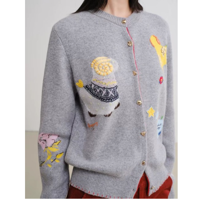 250374雅家 25冬装新款羊绒设计感小香风针织开衫