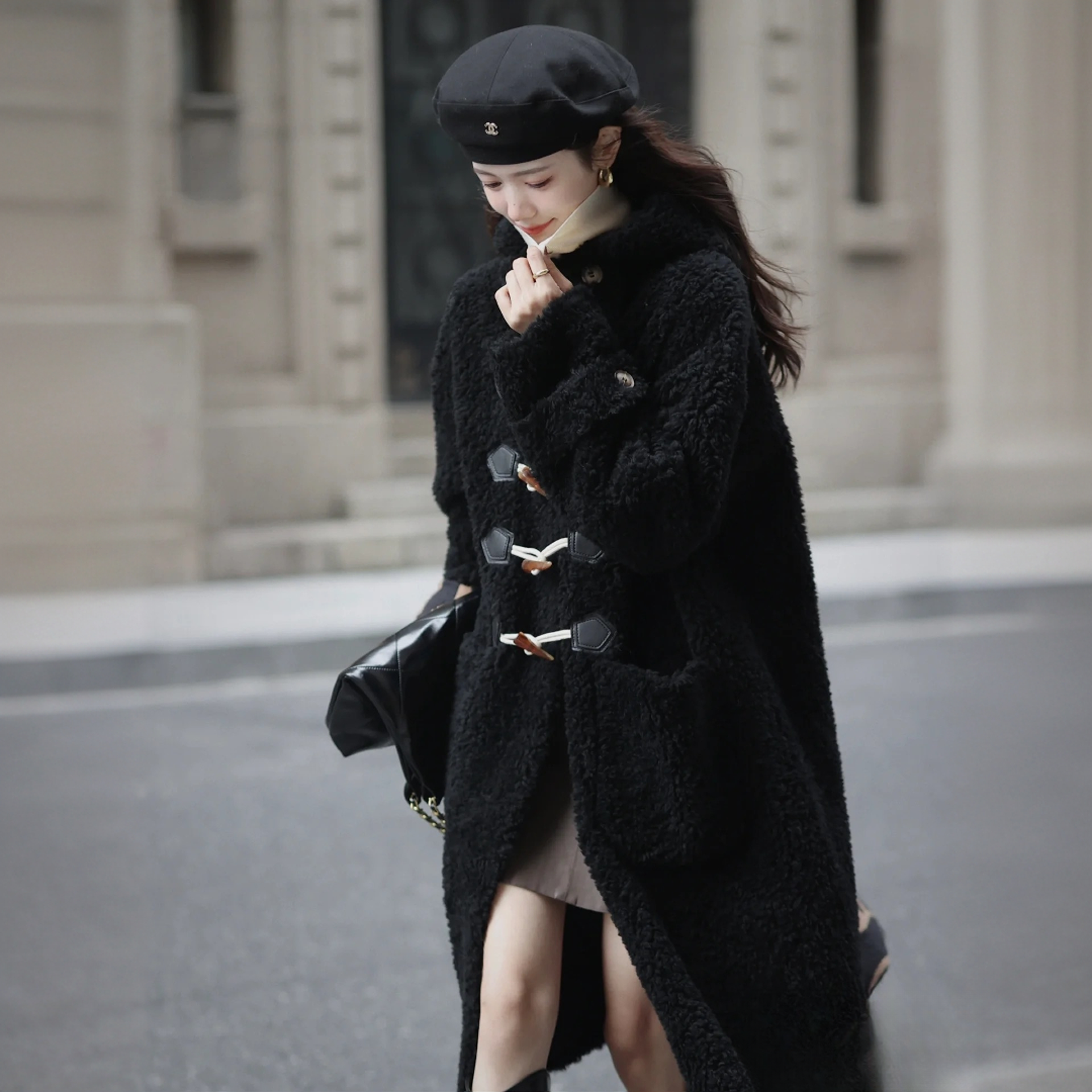 【牛角扣大衣】冬季新款女士100%羊毛牛角扣显瘦颗粒羊毛时尚减龄