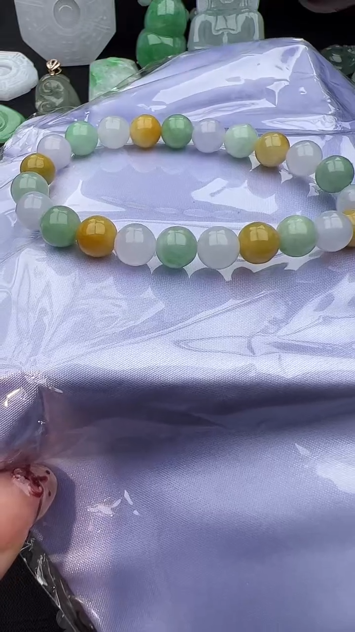 未镶嵌手串翡翠玉珠卡8