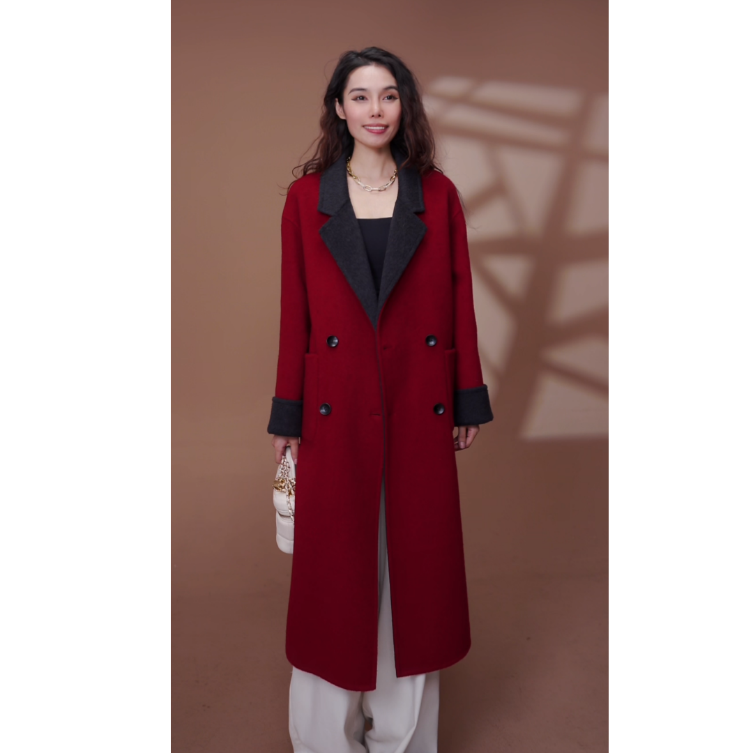 【25028】（双面双穿）高级感羊毛大衣气质大牌款毛呢外套-禁水洗