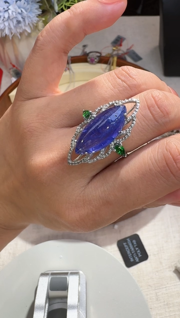 【闪购商品】坦桑石戒指银S925镶嵌戒指