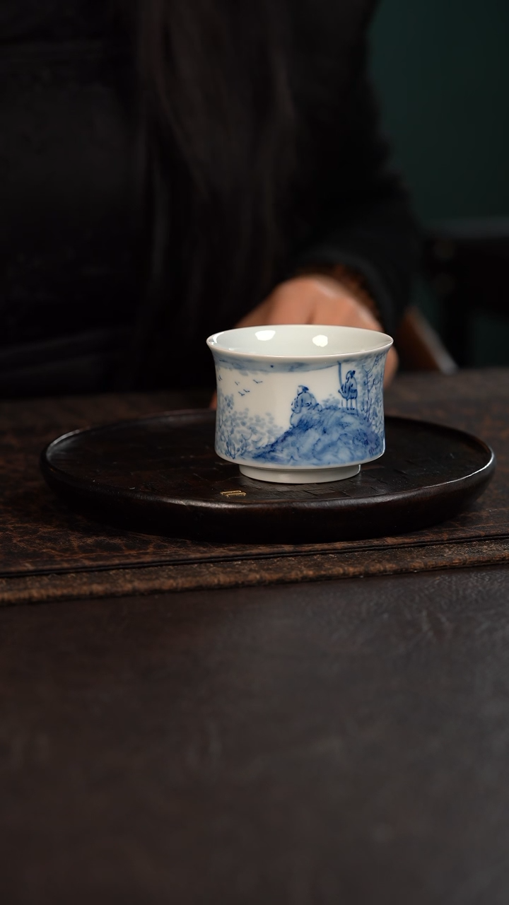 【闪购商品】杯746号HLX陶瓷山水马蹄束腰杯