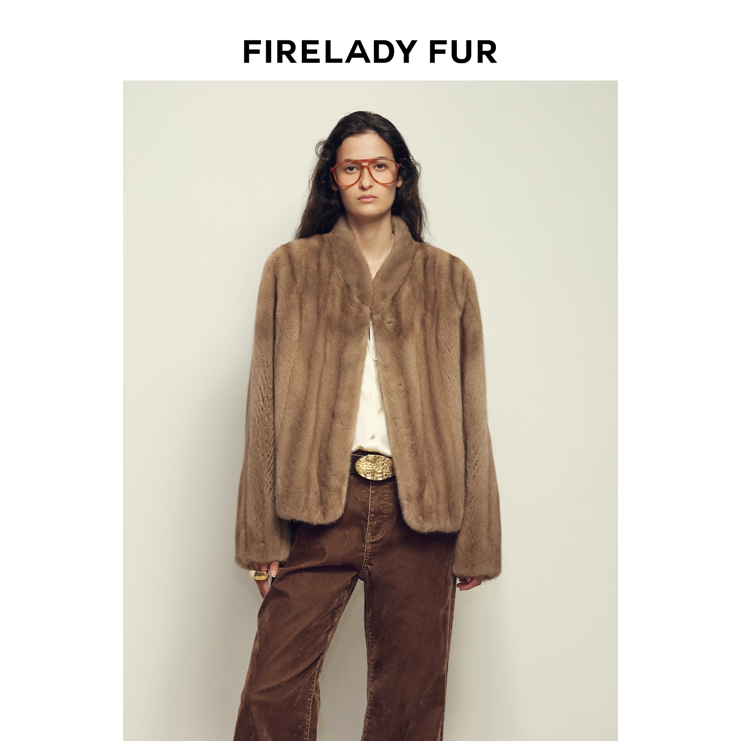 付智恩 暖咖貂 复古经典进口水貂全抽立领短款整貂皮草貂皮大衣冬