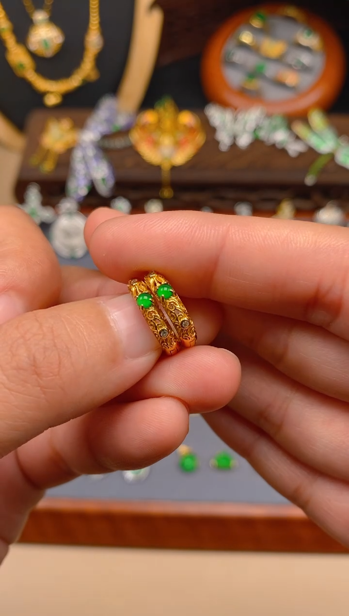 【闪购商品】翡翠耳饰银S925镶嵌花丝耳饰