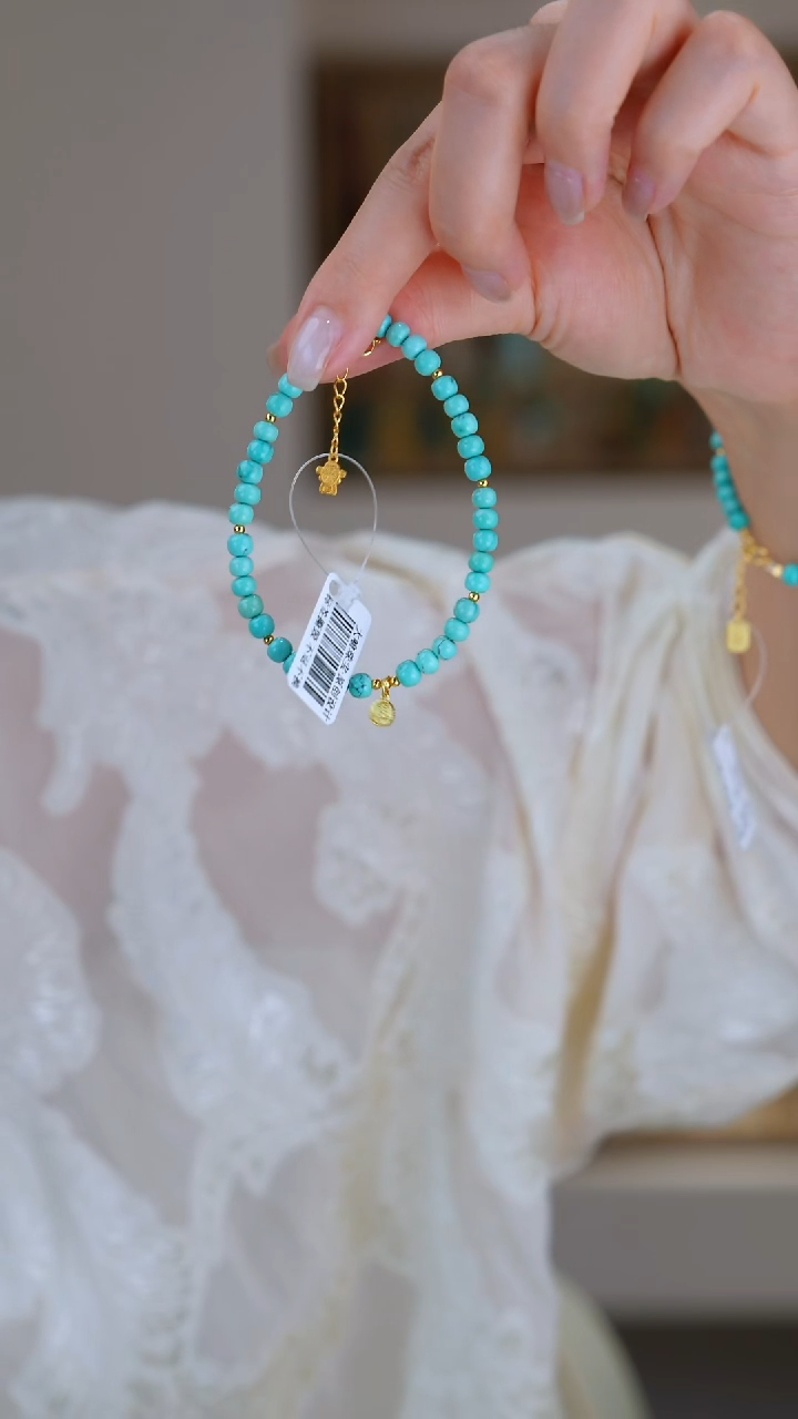 银S925镀金镶嵌绿松石手链多样性发货