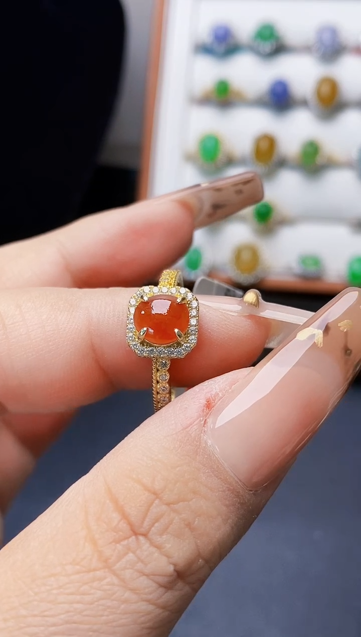 银S925镶嵌戒指翡翠0421