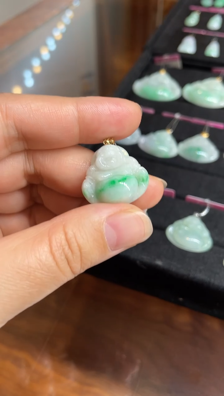 【闪购商品】翡翠颈饰18K金镶嵌佛公