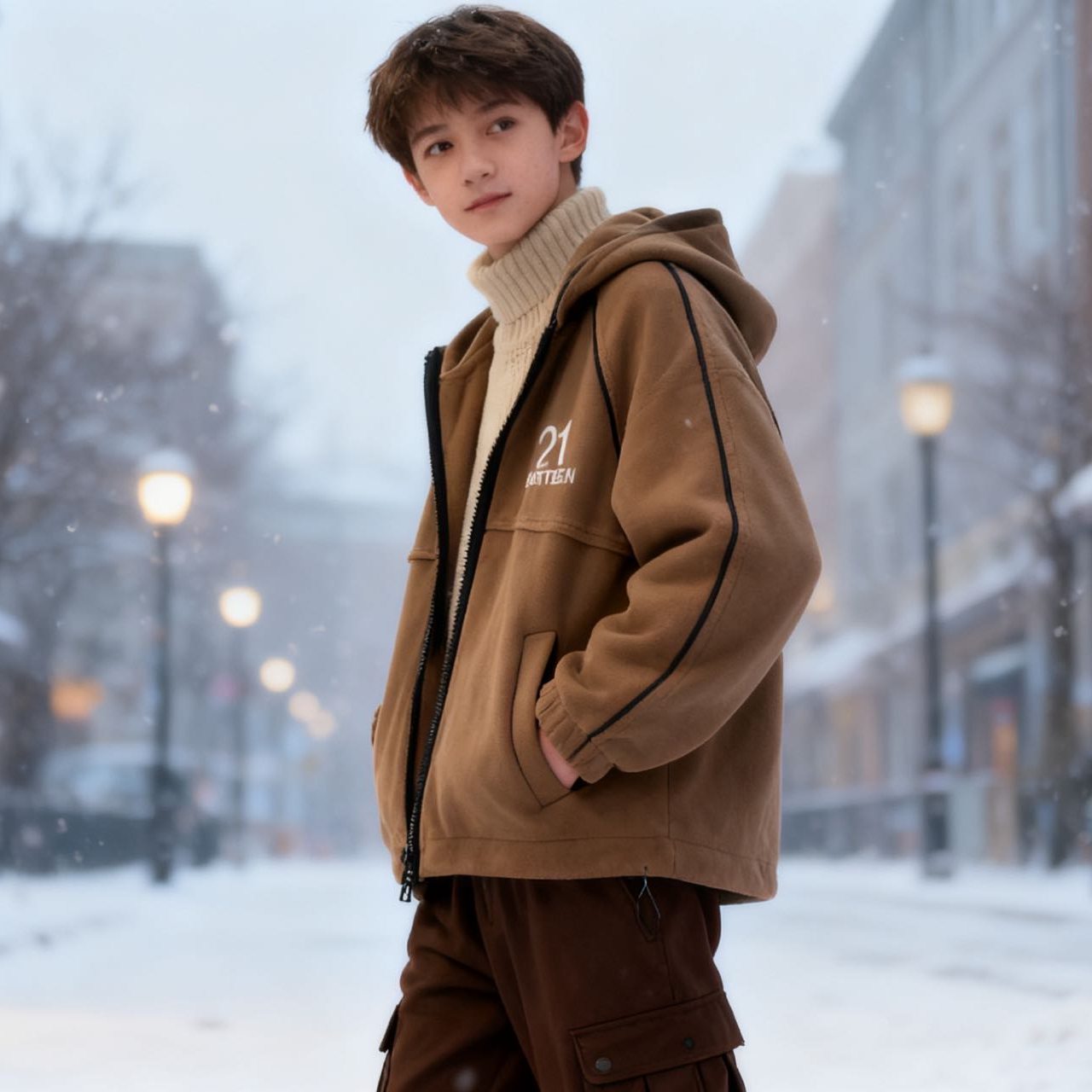 9511159高端专享老林家儿童冬款毛毛外套卡其（靠谱）