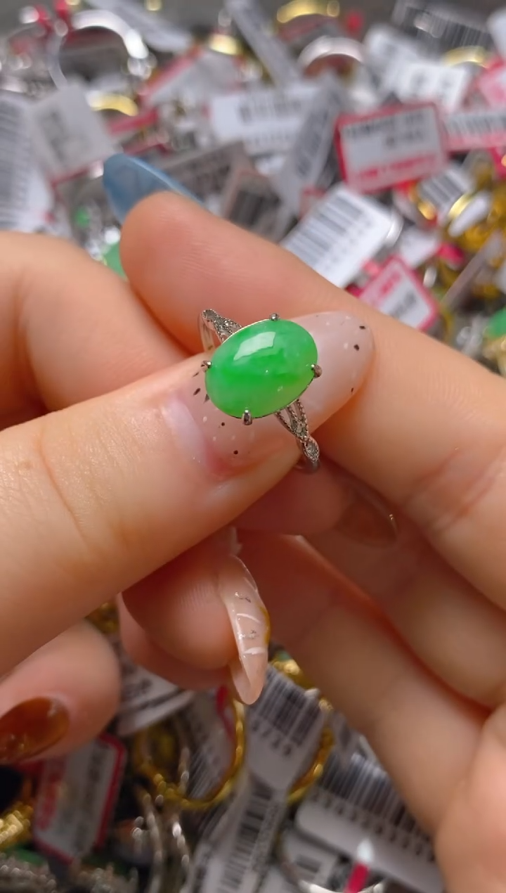 银S925镶嵌戒指翡翠佛**鹿百内无证书