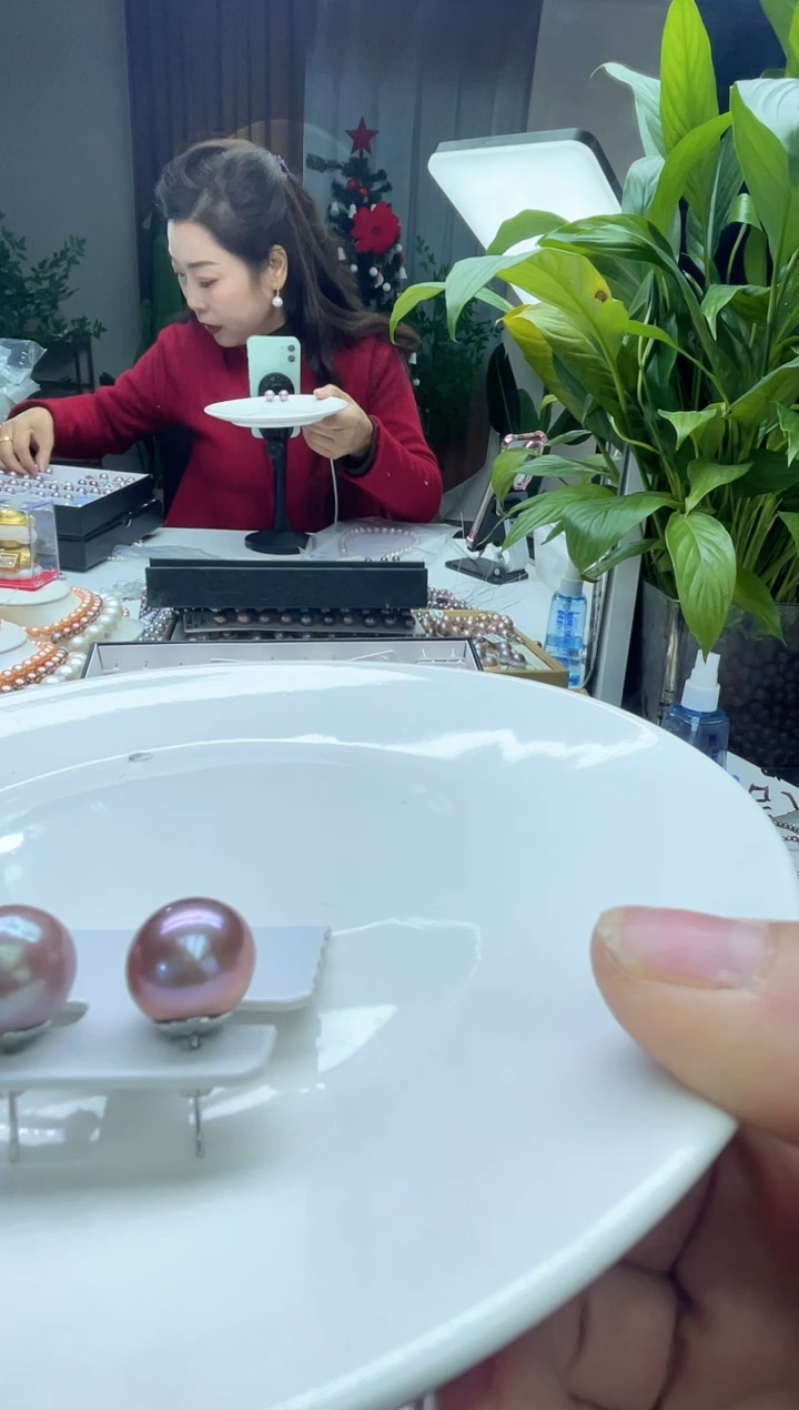 未镶嵌耳饰淡水珍珠粉泡泡色系素钉