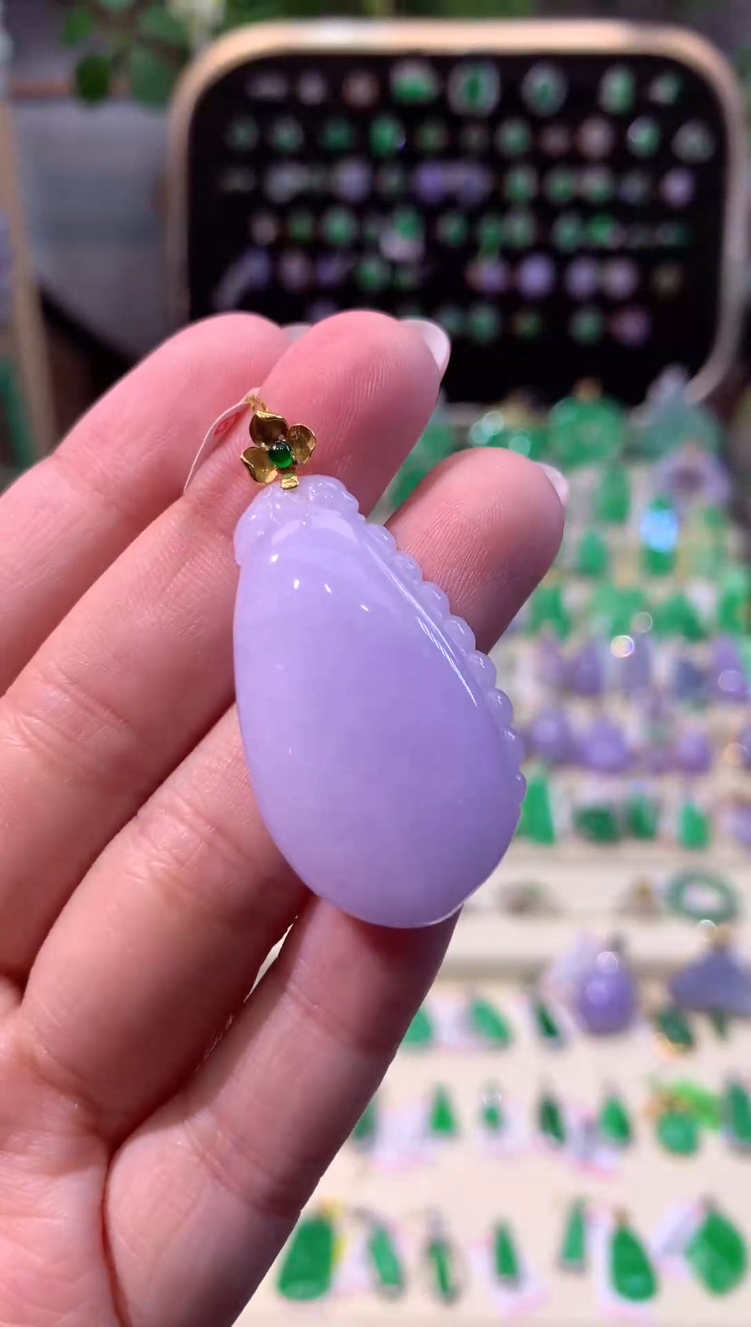 【闪购商品】翡翠颈饰18K金镶嵌缅甸天然A货翡翠