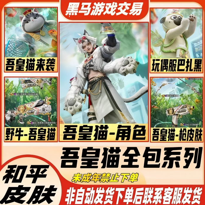 和平精英小店皮肤出售吾皇猫来袭巴扎黑玩偶服枪皮禁止未成年下单