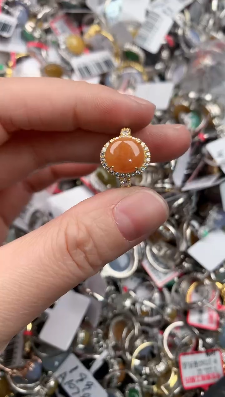 银S925镶嵌戒指翡翠555      9