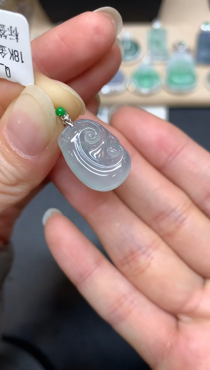 【闪购商品】翡翠颈饰18K金镶嵌如意【无服务费多样性发其一