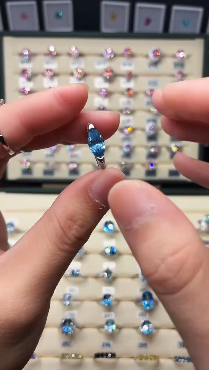 银S925镶嵌戒指海蓝宝石288