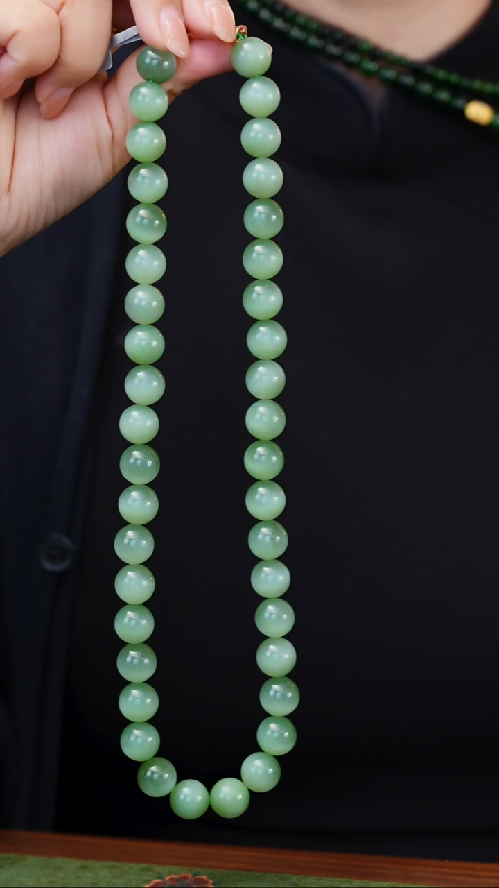 项链未镶嵌和田玉和田玉碧玉夹层项链 12mm