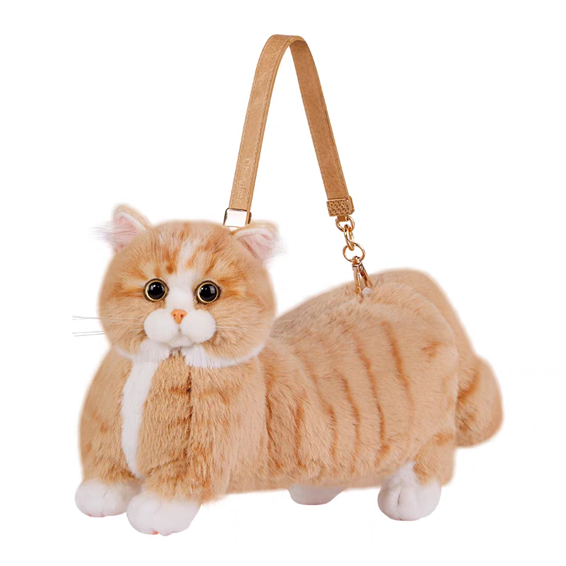 可爱真猫咪背包毛绒玩偶公仔斜挎包送女生女朋友生日礼物