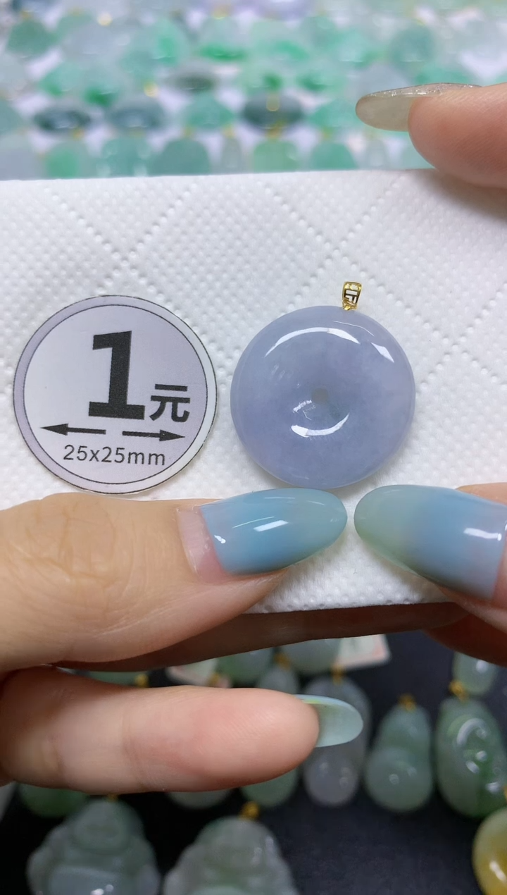 翡翠18K金镶嵌颈饰天然翡翠A货