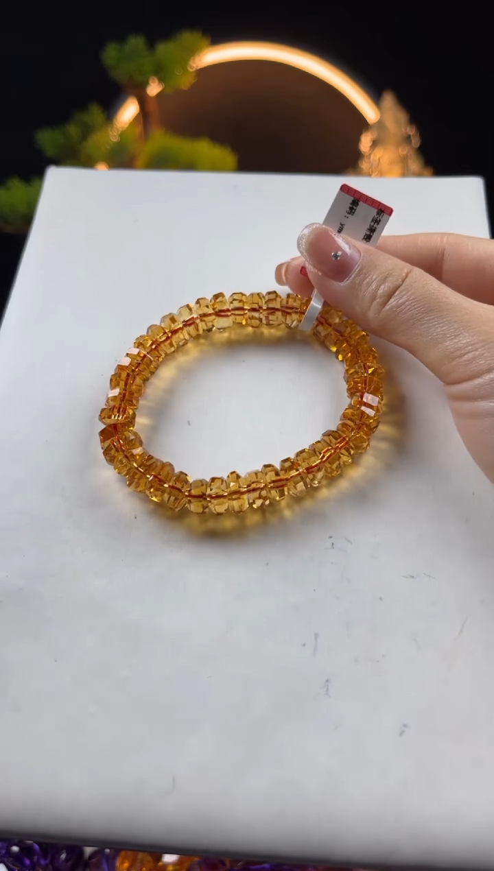 【闪购商品】黄晶手链未镶嵌天然黄水晶烟花切手串