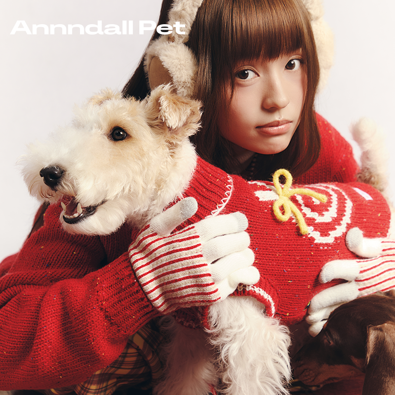 andall狗狗秋冬彩点纱毛衣圣诞新年亲子装狗狗衣服保暖中小型犬