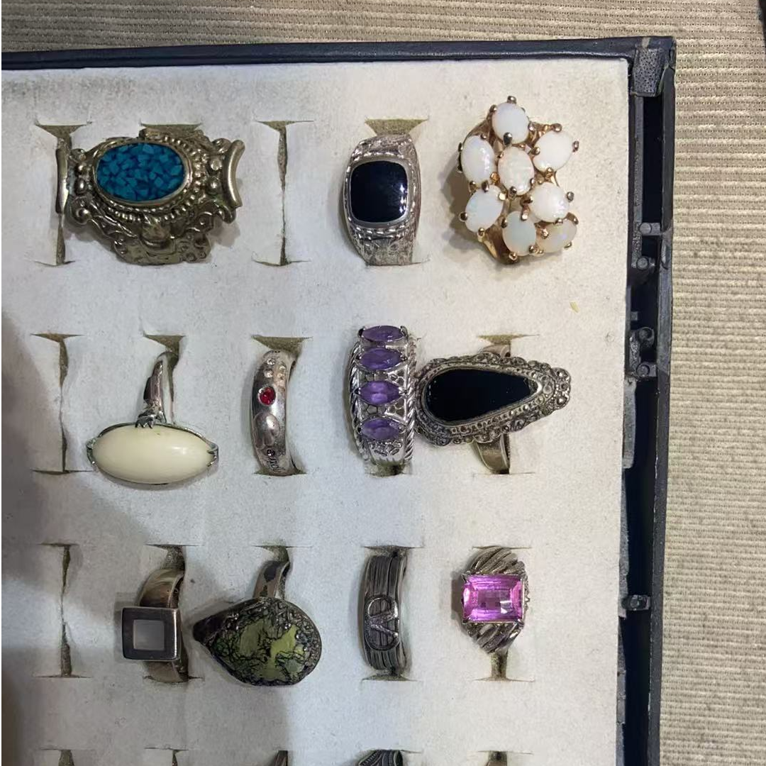 铜合金锆石戒指 合金仿水晶非金属水晶戒指中古专拍链接