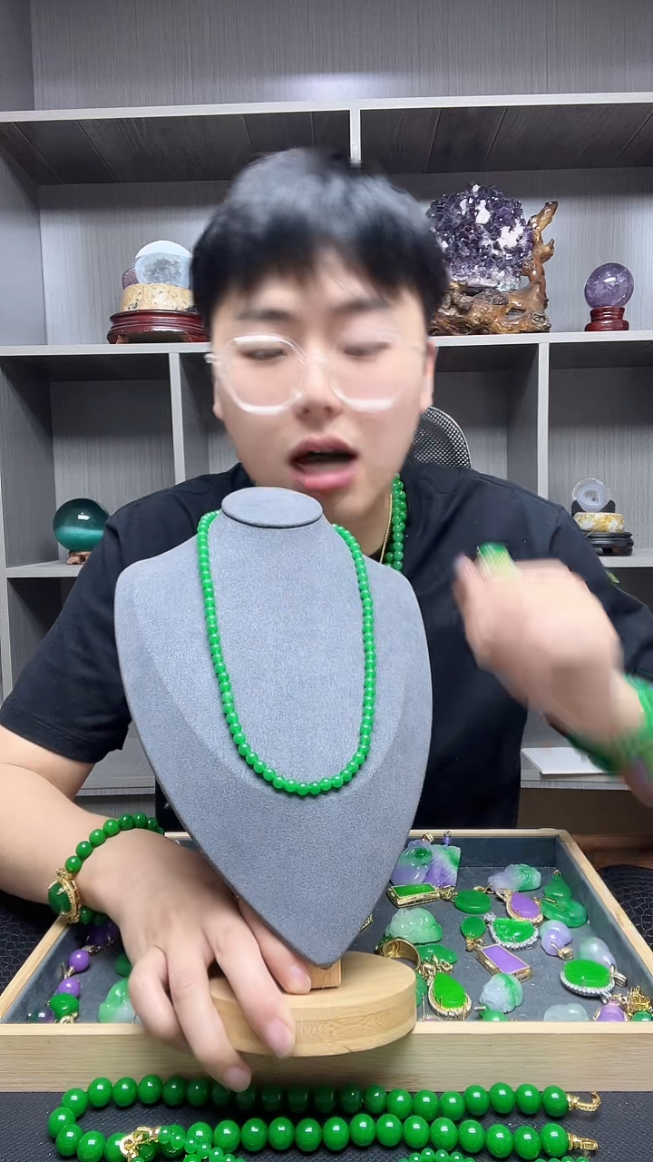 翡翠14K金镶嵌项链项链