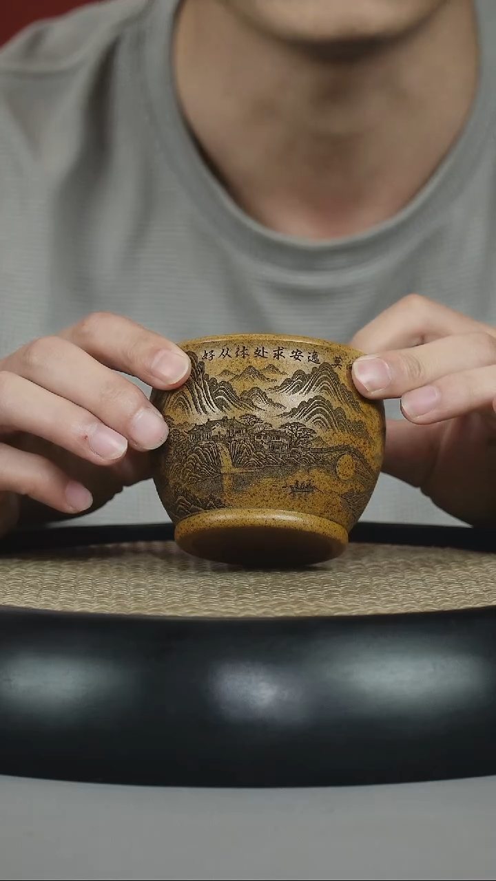 茶壶紫砂龙骨金砂 山水杯