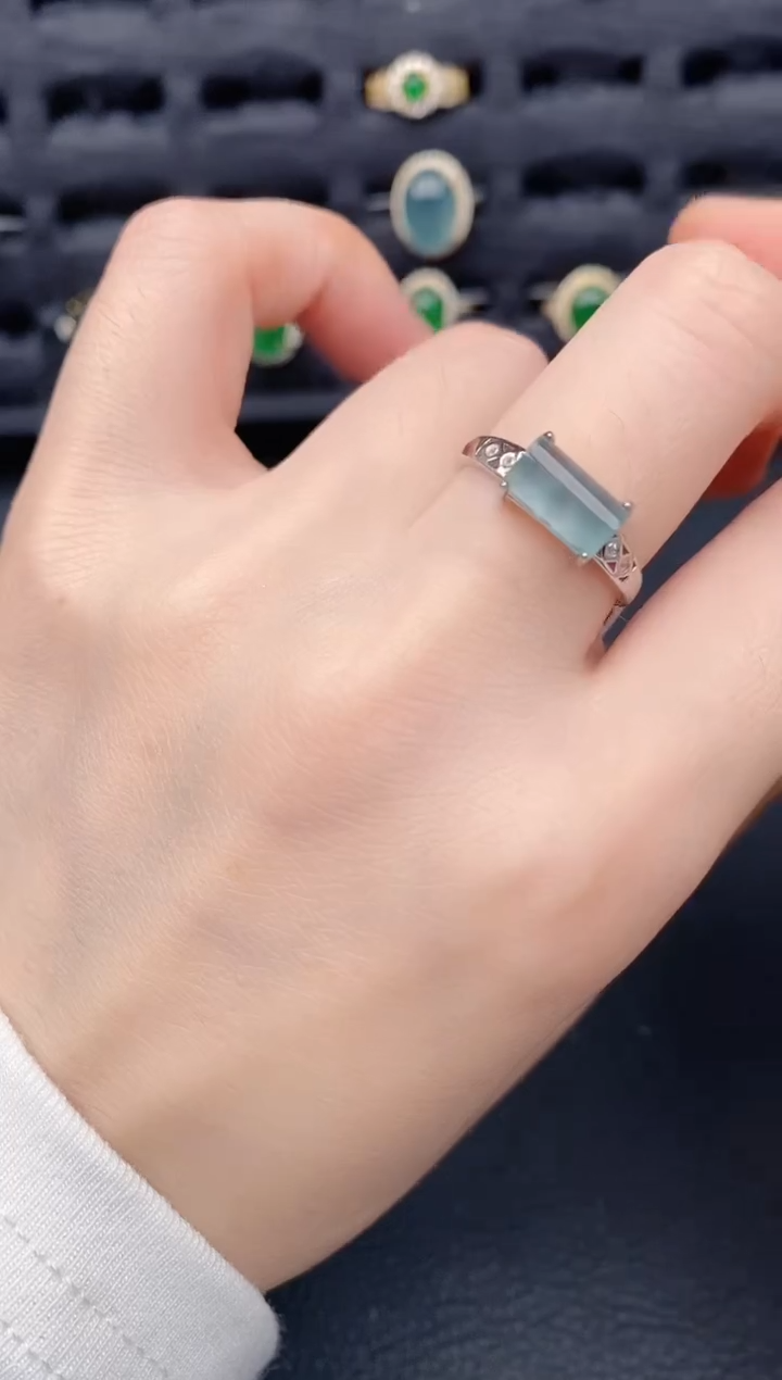 银S925镶嵌戒指翡翠天然a货翡翠167