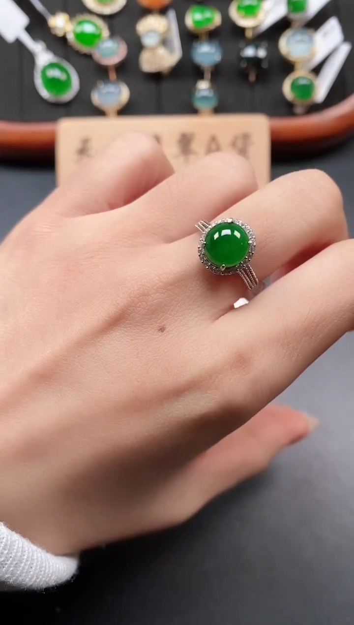 银S925镶嵌戒指翡翠11