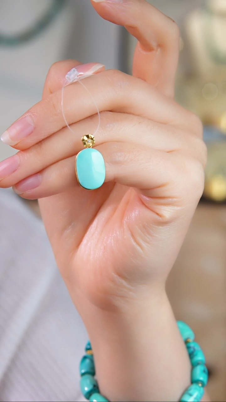 18K金镶嵌绿松石吊坠(不含链)1