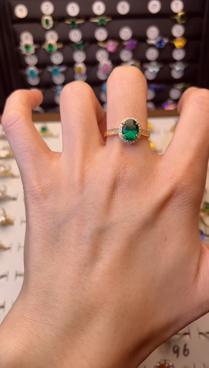 【闪购商品】祖母绿戒指银S925镶嵌0000