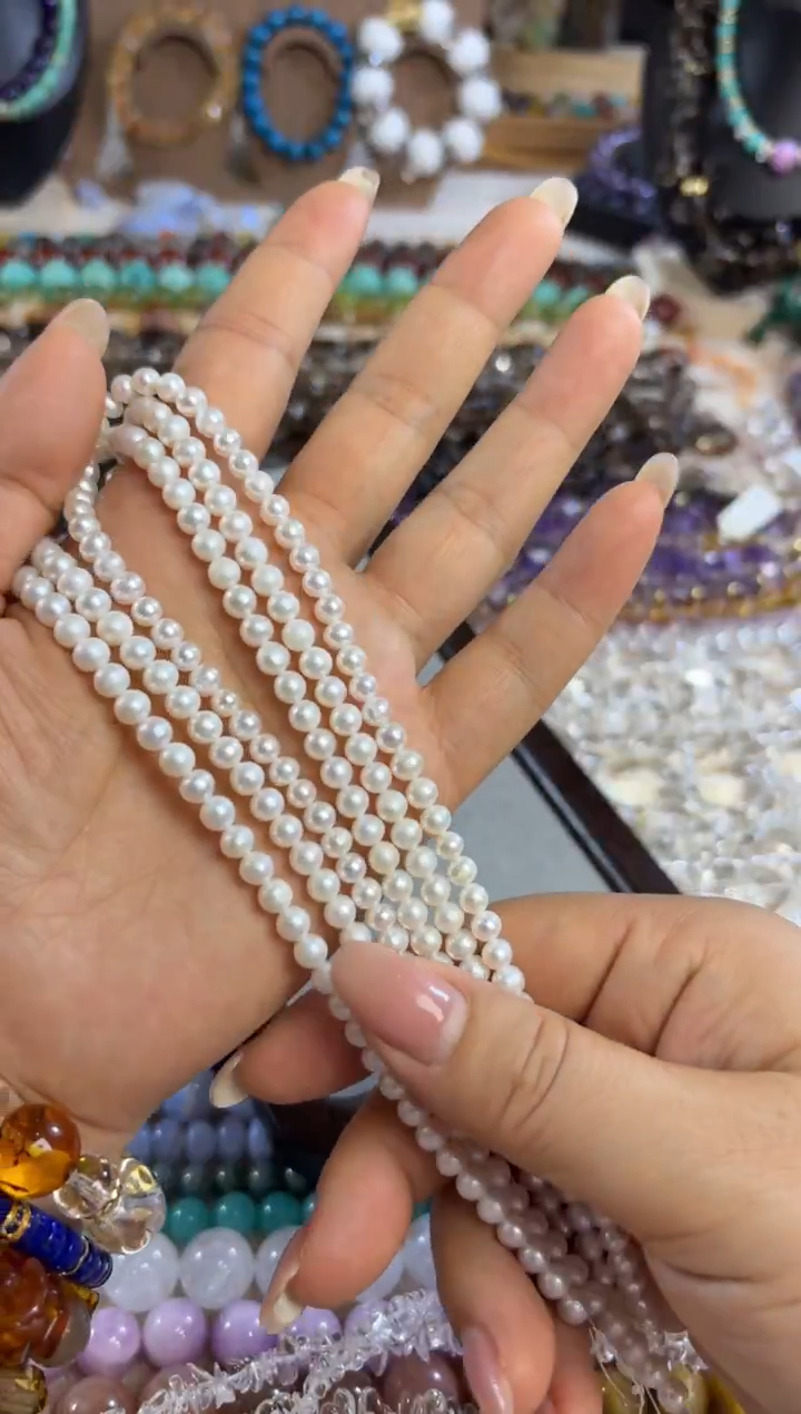 未镶嵌玛瑙/玉髓珠宝半成品天然淡水珍珠卡5一条