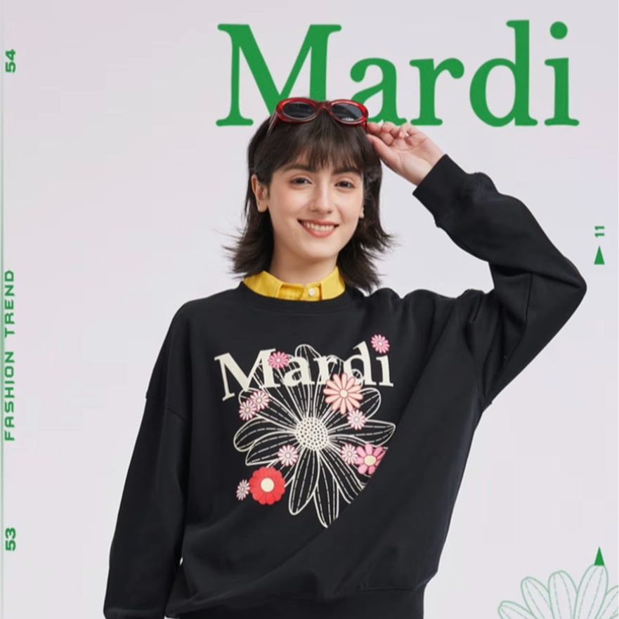 MARDI/玛尔帝繁花系列上衣秋季卫衣百搭设计感圆领MWY2512037