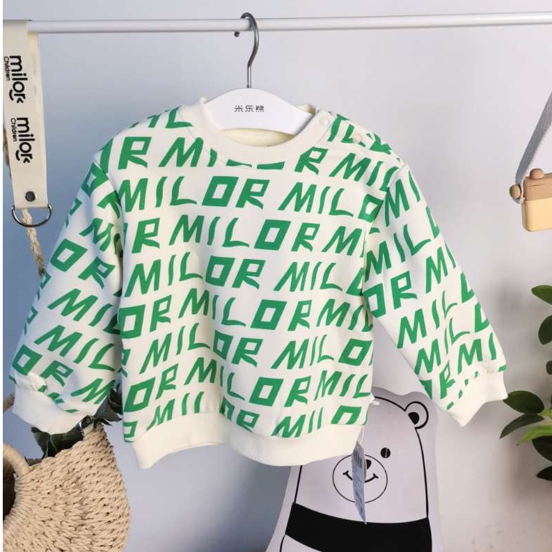 0213【双层】米乐熊男女宝宝套头卫衣上衣儿童春秋童装圆领秋冬