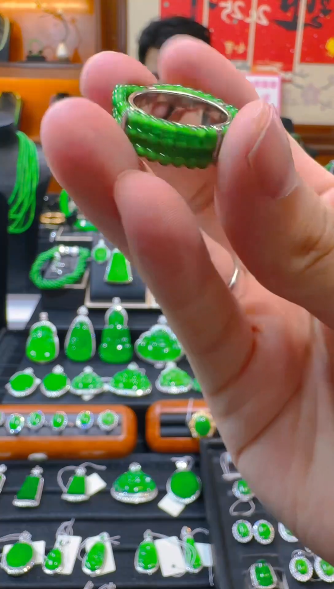 【闪购商品】翡翠戒指银S925镶嵌天然A货翡翠