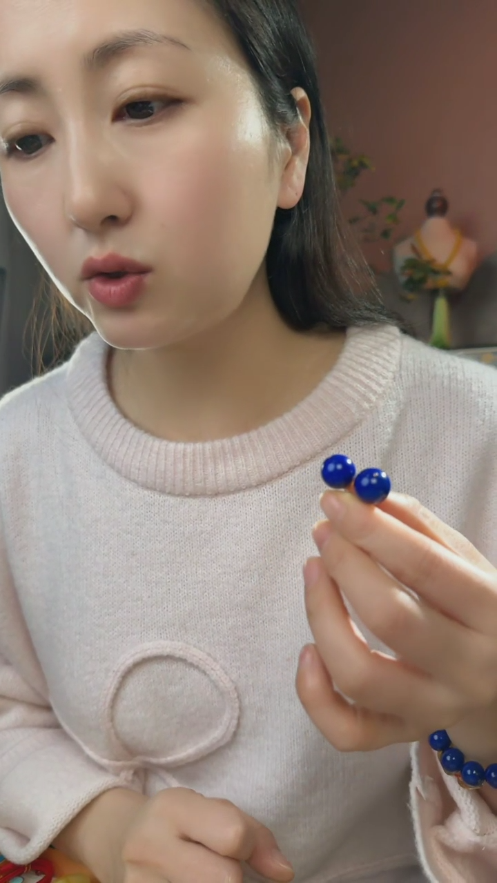 【闪购商品】青金石耳钉18K金镶嵌天然青金石耳钉