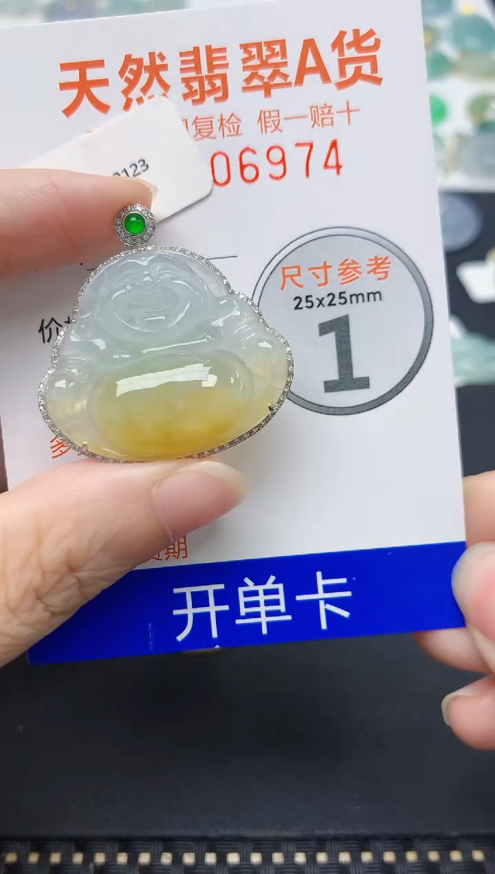 翡翠18K金镶嵌颈饰陈*苗天然缅甸A货翡翠