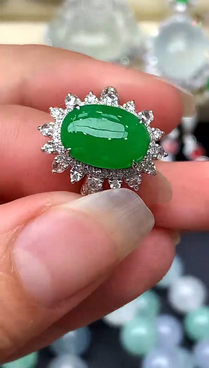 【闪购商品】翡翠戒指18K金镶嵌375-中国好珍宝