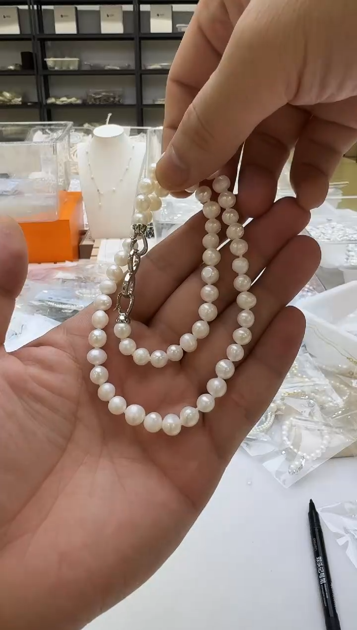 淡水珍珠未镶嵌项链7-8mm 无核-八字扣