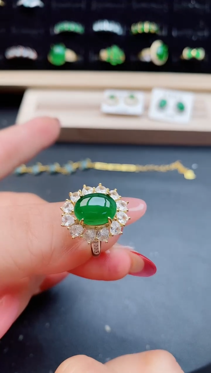 【闪购商品】翡翠戒指银S925镶嵌805500