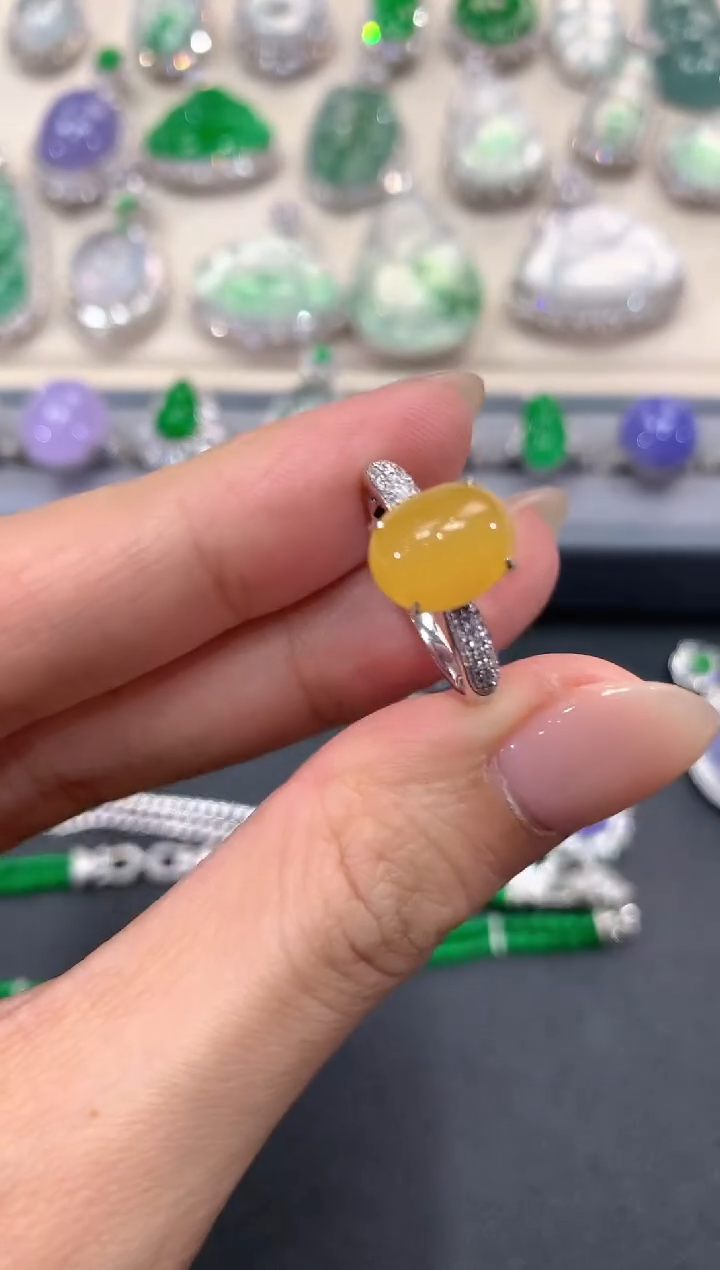 【闪购商品】翡翠戒指18K金镶嵌w12多样性一件发货