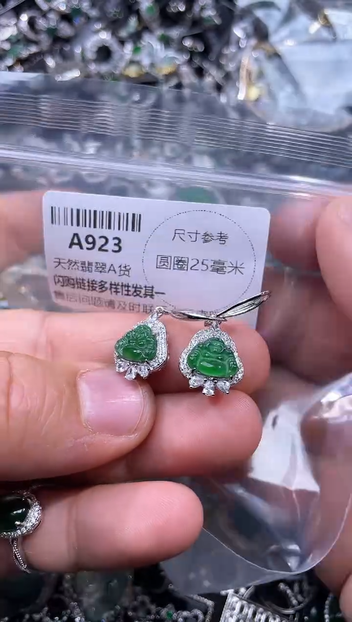 【闪购商品】翡翠颈饰未镶嵌A923耳钩