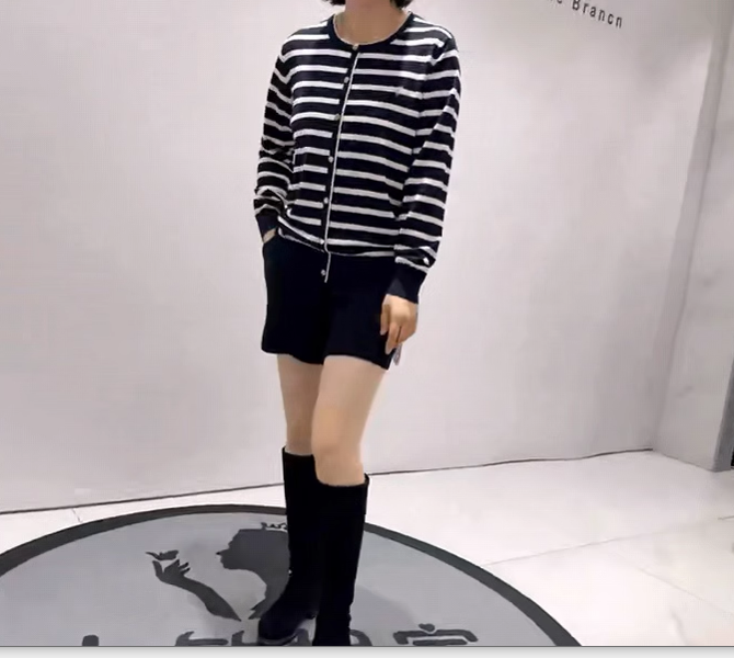 【女权贵族】高品质年货春款时尚百搭条纹针织衫-1112