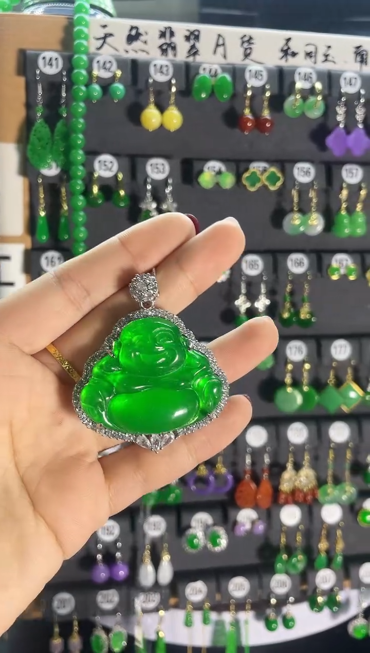 【闪购商品】翡翠耳饰银S925镶嵌看吊坠...