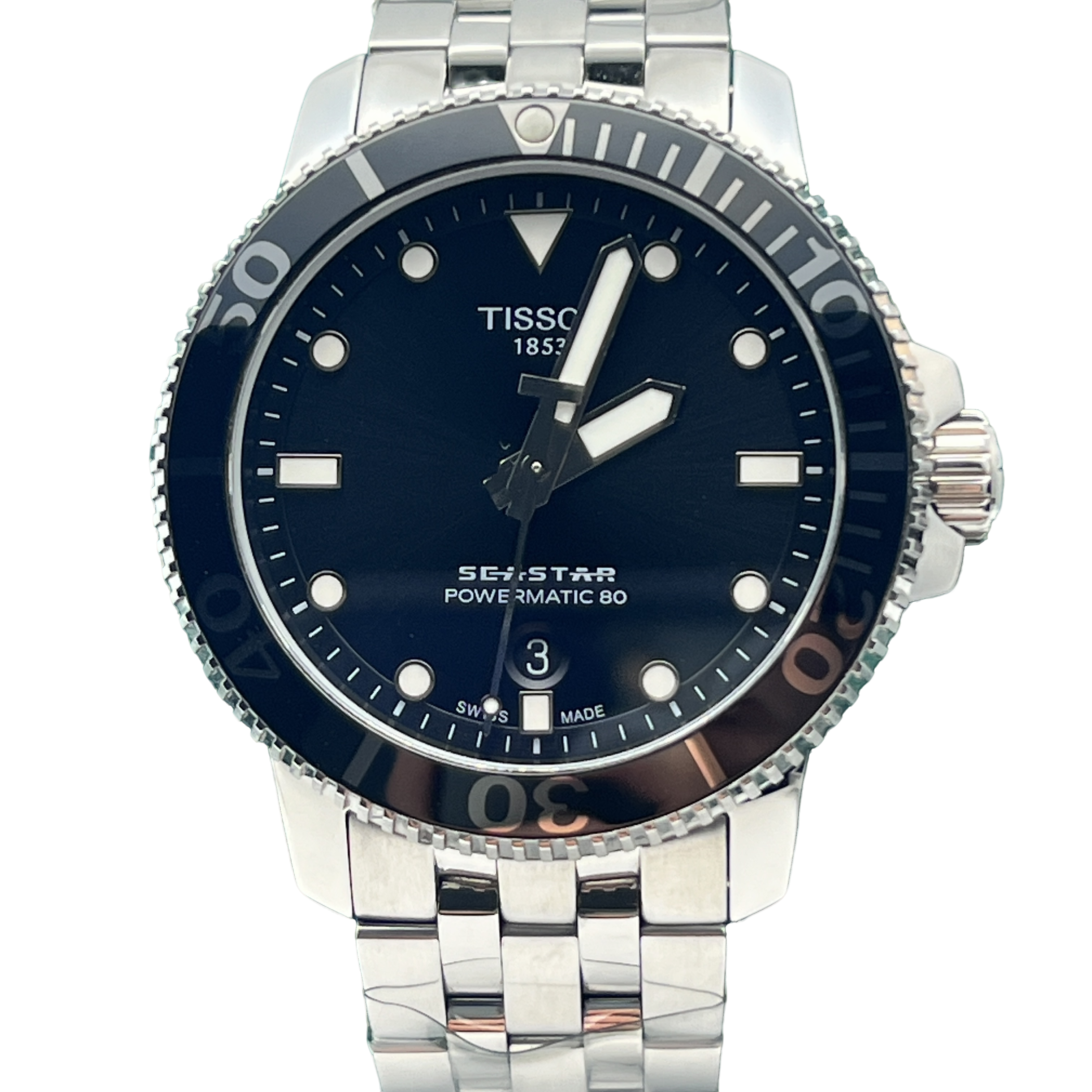 99新 Tissot/天梭 海星/臻耀/男机械黑盘钢带/T120/公价6550/43MM